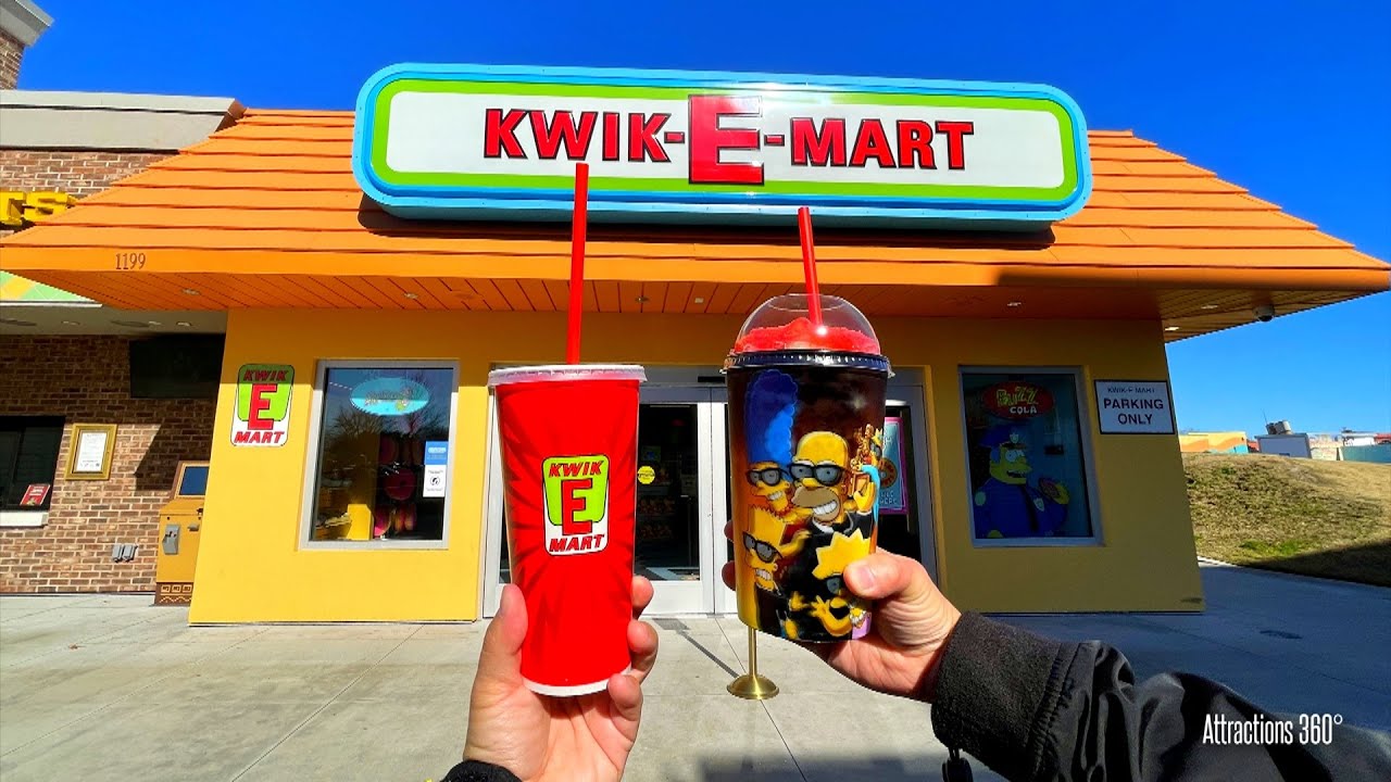 Real Life Kwik-E Mart - The Simpsons - Buzz Cola & Squishee - The Simpsons 4D Attraction