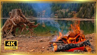Arnensee, Switzerland in 4K UHD: 2H of Relaxing Campfire Crackle &amp; Lake Nature Sounds for Relaxation