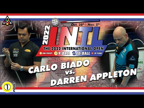 One Pocket : DARREN APPLETON vs CARLO BIADO - 2022 International 9-Ball Open One Pocket Division