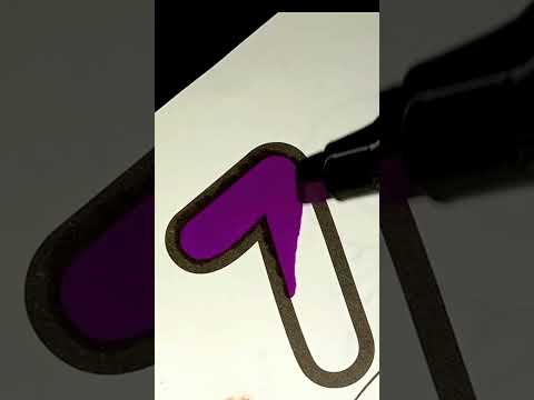7 NUMBER COLORING ART🟣 | PURPLE COLOR  #shorts #color #coloring #satisfying