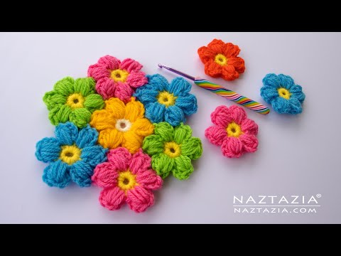 How to Crochet Easy Puff Flower and Connect Them Together Using the Join As You Go Method
