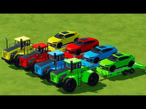TRANSPORTATION OF COLORED LAMBORGHINI URUS WITH COLORED TRACTORS & DEATHRUN - Farming Simulator 2022