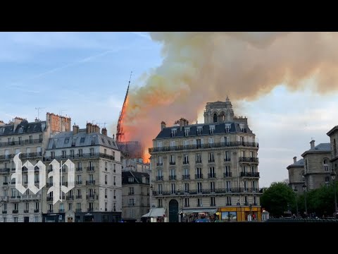 Watch fiery collapse of Notre Dame Cathedral spire