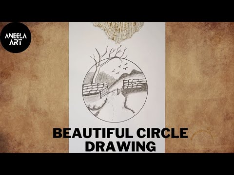 Nature Scenery drawing II Beautiful Circle Drawing II Art With Aneela