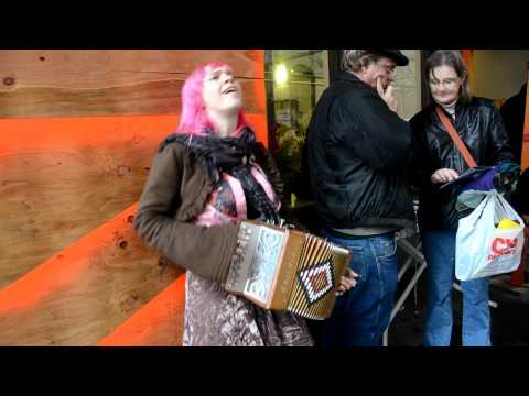 Renée de la Prade playing Concrete Jungle by Bob Marley on Accordion