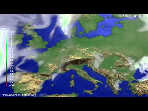 Precipitation forecast Europe 2015-06-30
