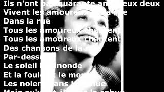 (1950) Tout les amoureux chantent chanson - Edith Piaf