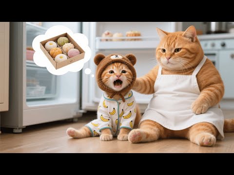 Ginger Kitten Gets Sad When Ants Take Her Mochi, So Mama Cat Makes a Fresh Batch for Her 🍡🐾