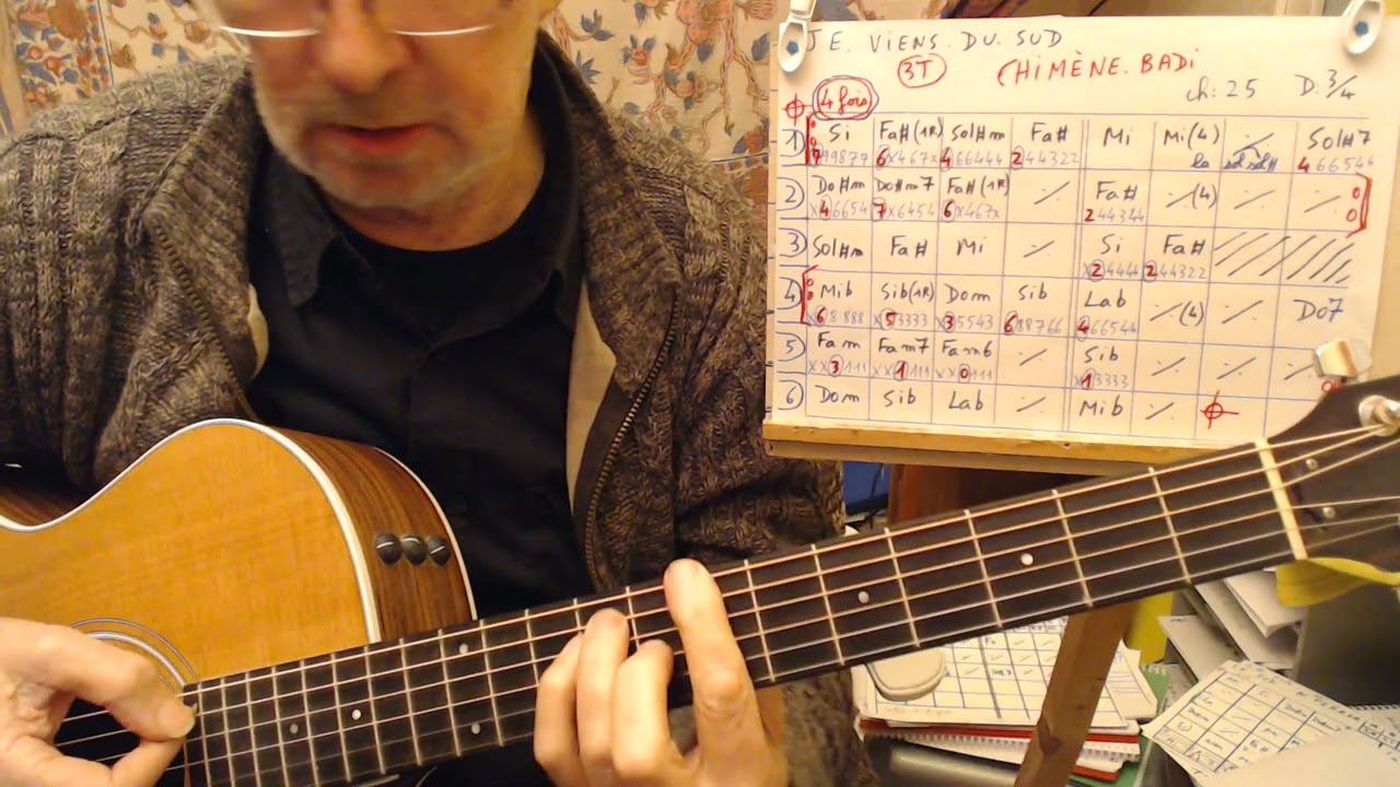 JE VIENS DU SUD DE CHIMENE BADI  //  ACCORDS GUITARE /QSQS 1 / CH : 25 / D : 4/4 .
