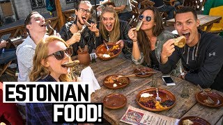 ESTONIAN FOOD! - Bear & Boar Sausage + Elk Pies and Marzipan! (Americans Try Estonian Food)