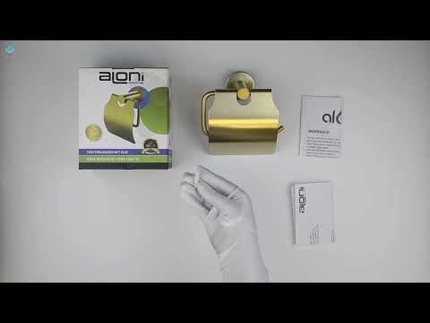 Aloni Toilettenpapierrollenhalter mit Deckel Gold gebürstet CR2112-BG video