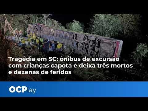 Tragédia em SC: ônibus de excursão com crianças capota e deixa três mortos e dezenas de feridos