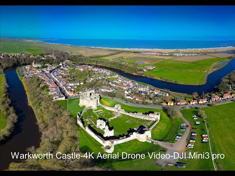 Warkworth Castle - 4k Aerial Video Drone Video DJI Mini3 Pro