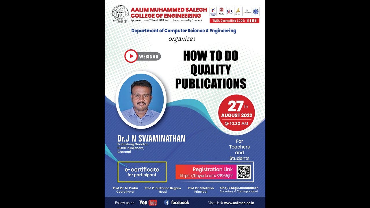 How to do Quality Publications - Aalim Muhammed Salegh College of Engineering