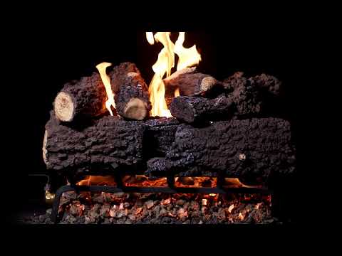 BBQGuys Canyon Fire Charred Oak Vented Gas Log Set Video