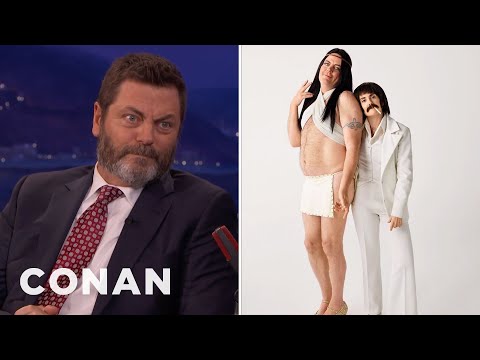 Nick Offerman & Megan Mullally Dressed As Sonny & Cher | CONAN on TBS