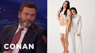 Nick Offerman &amp; Megan Mullally Dressed As Sonny &amp; Cher  - CONAN on TBS