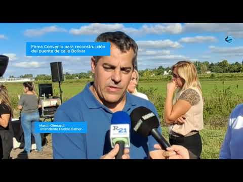 Firma del convenio para la reconstrucción del puente de calle Bolivar en Pueblo Esther