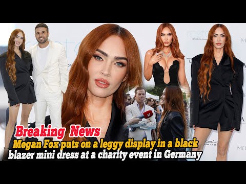 Megan Fox puts on a leggy display in a black blazer mini dress at a charity event in Germany