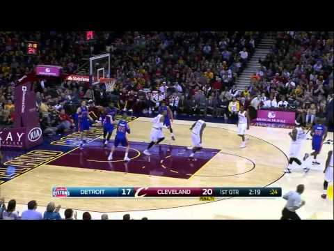 LeBron James Nice Pass Shawn Marion Fnish Pistons vs Cavaliers December 28, 2014 NBA