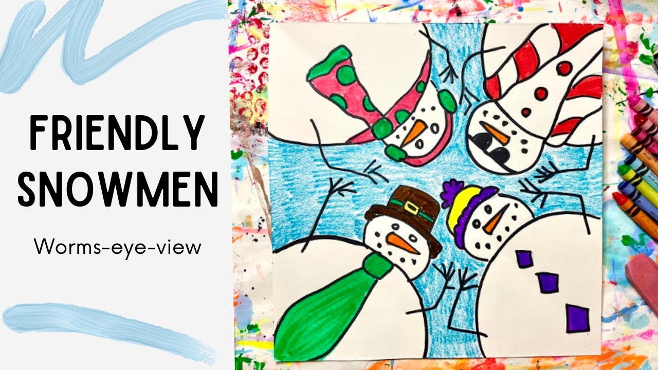 4 Snowmen - worms eye view perspective