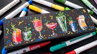 Sketch & Paint with Acrylic Markers! Confetti Cocktails