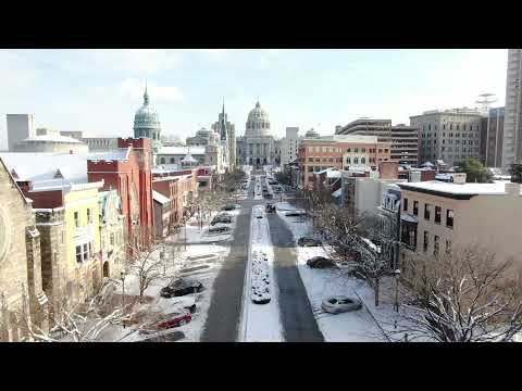 Aerial views from first Central PA snowstorm of 2022