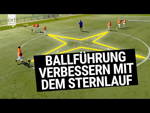 Fußballübung Sternlauf Dribbling: Ballführung und Technik verbessern - Training für Jugendliche