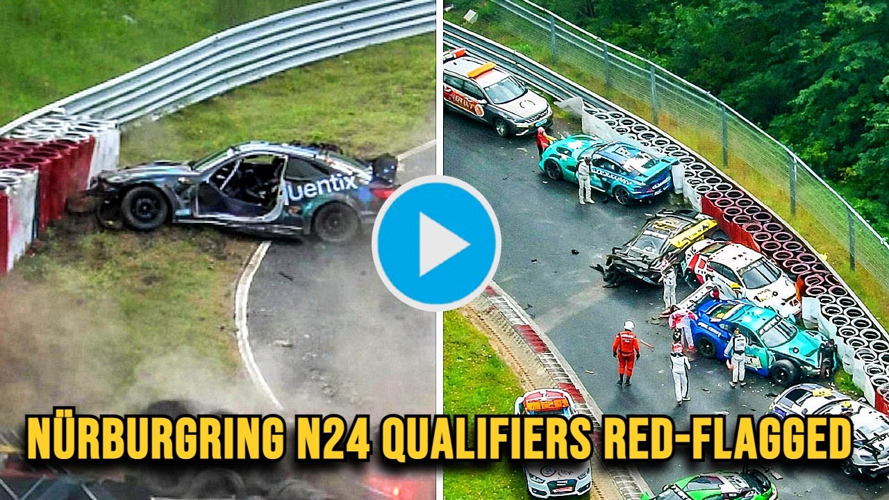 Nürburgring N24 Qualifying Stopped After Major Seven-Car Crash | Red Flag Incident