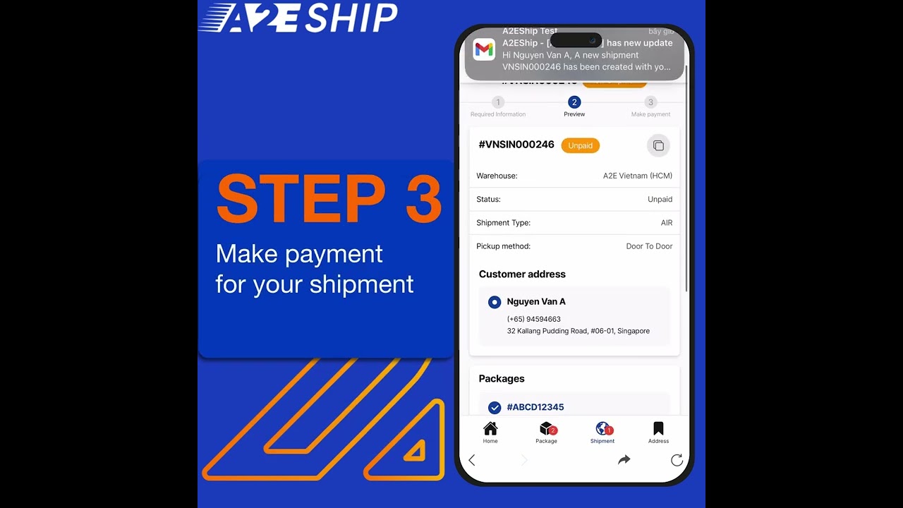 Tutorial: Create shipments and make payment