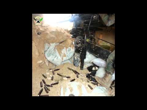 استهداف تحصينات قوات النظام في حاجز الفنار في جبل الأربعين في ريف ادلب برشاش 14.5 من قبل لواء مغاوير التوحيد