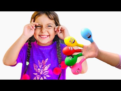Pretend to play with her Magic Balloon. Preschool toddler learn color