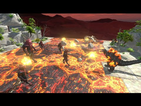 Burning Godzilla Solo vs Lava Infernal Monster -  Animal Revolt Battle Simulator