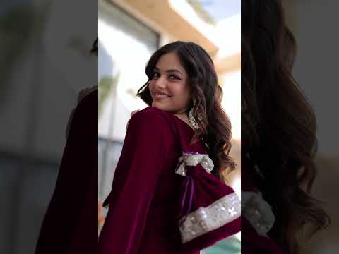 Wine Zari & Real Mirror Work Kurta Pant Set with Batwa