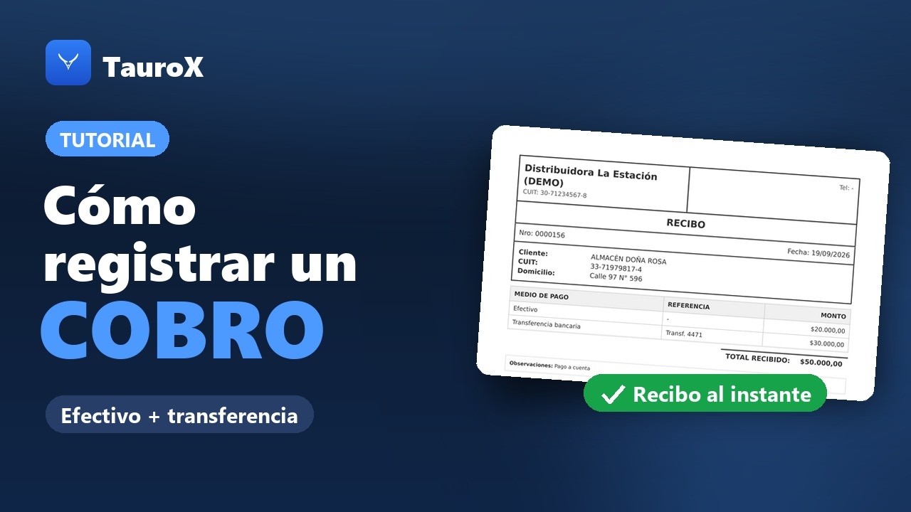 Cómo registrar un cobro (efectivo, transferencia y recibo)