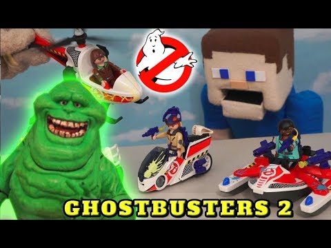 Ghostbusters 2 PLAYMOBIL Slimer Vehicle Playset Toy Stay Puft Marshmallow Man Unboxing Puppet Steve