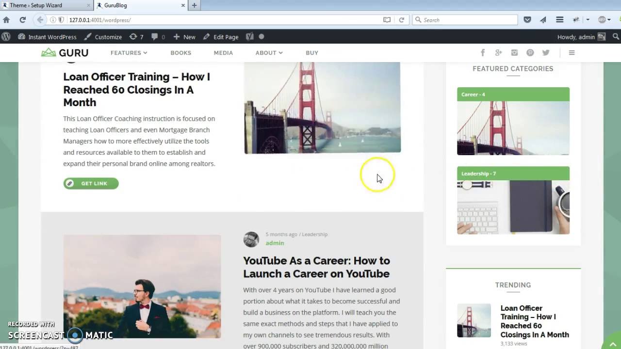 Guru Blog - One Click Installation - WordPress theme