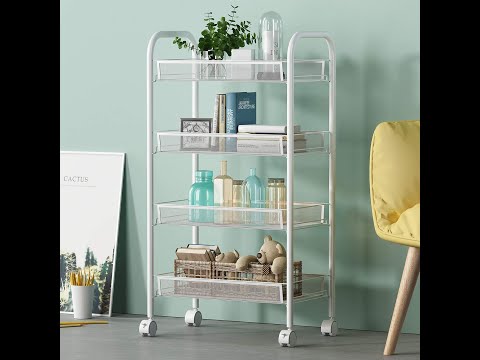 4 Tire Kitchen Accessories Storage Organizer Trolley Racks&Shelf with Lockable Wheels