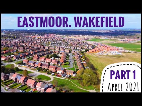 Aerial view of Eastmoor Wakefield around Neil Fox Way April 2021