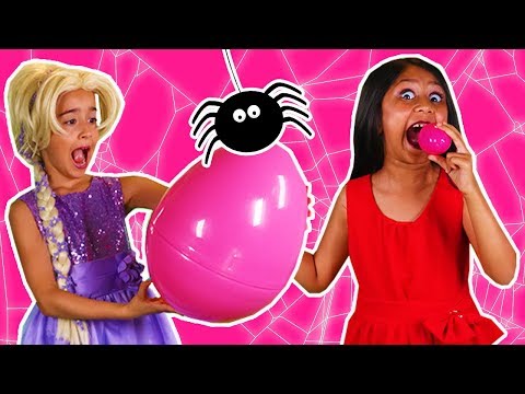 HALLOWEEN GIANT SURPRISE EGGS | APPLE BOBBING CHALLENGE | Princesses In Real Life | Kiddyzuzaa Video