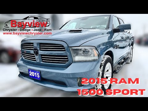 2015 Ram 1500 4WD Crew Cab 5.7 Ft Box Sport in Blue for sale at Bayview Chrysler Dodge Jeep Ram in Sarnia, ON