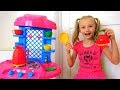 Polina playing  with Cute Kitchen and Baby doll Emma.