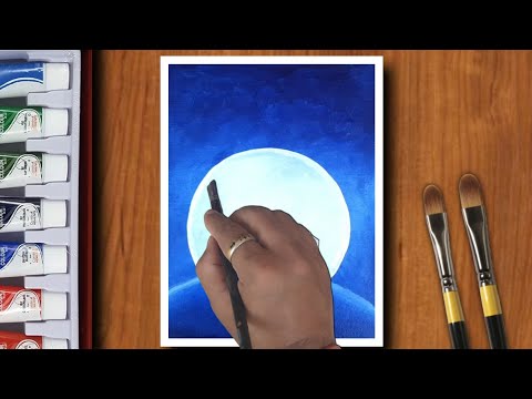 Bear under moonlight | Acrylic painting tutorial for beginners