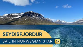 Sailing Into Seydisfjordur, Iceland on Norwegian Star - Aft Balcony View June 2024