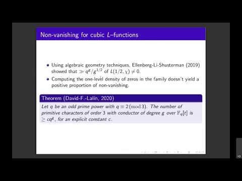 CTNT 2020 - Non-vanishing for cubic L-functions - Alexandra Florea