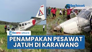 Pesawat yang Angkut 5 Orang Jatuh Hantam Sawah di Karawang, Warga Berbondong-bondong Datangi TKP