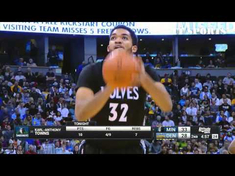 Karl-Anthony Towns Highlights (Full action) vs Nuggets (30.10.15)