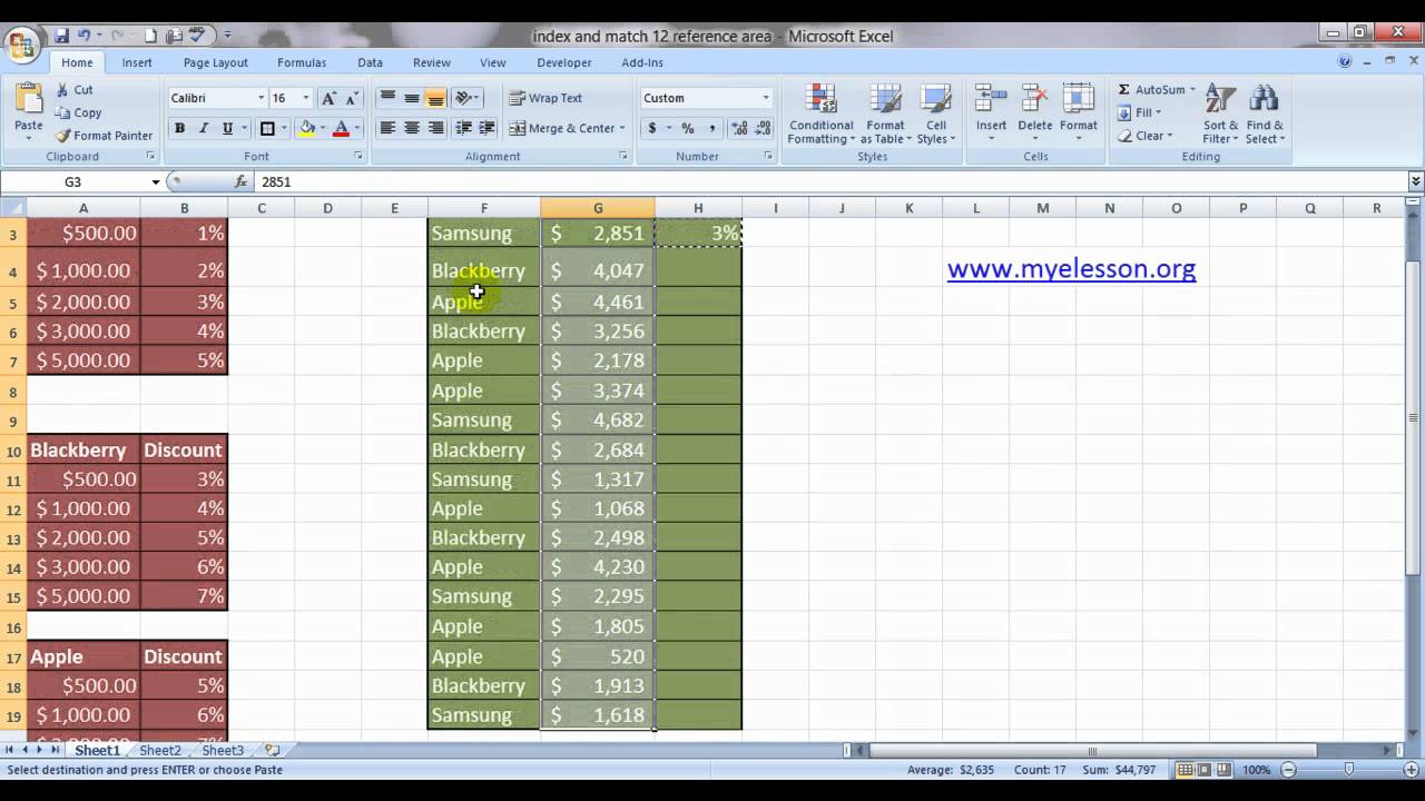 Index & Match Formula 12 - Reference & Area To lookup Ans From 3 Different Tables