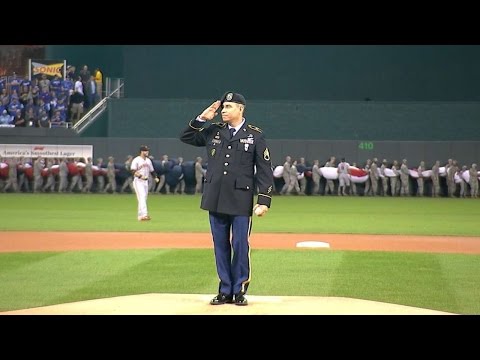 WS2014 Gm1: Staff Sgt. Sotelo throws out first pitch