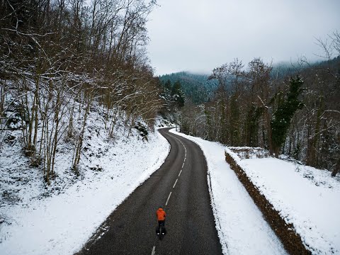 Cycling on snow in the mountains with my dad